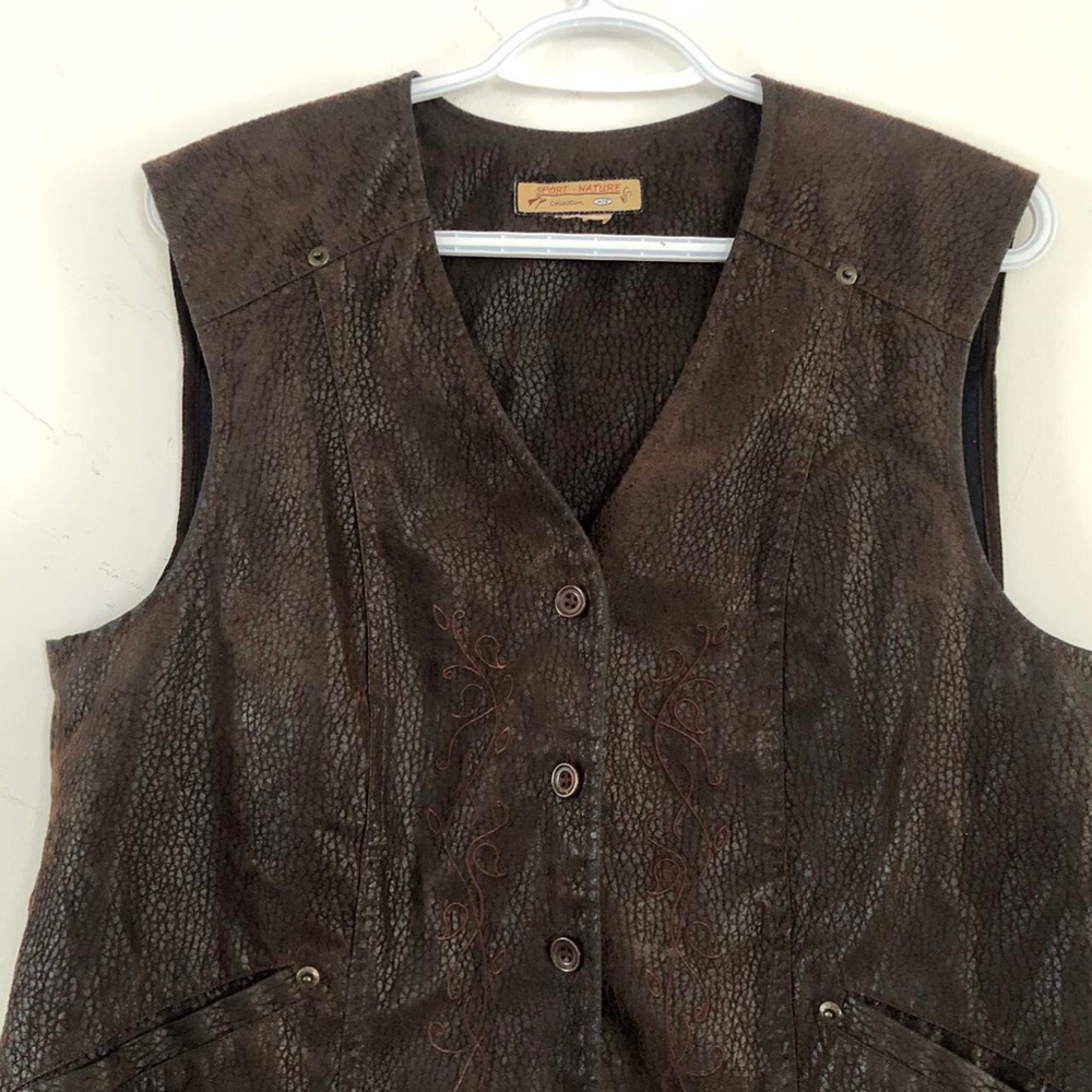 Brown suede and leather vest